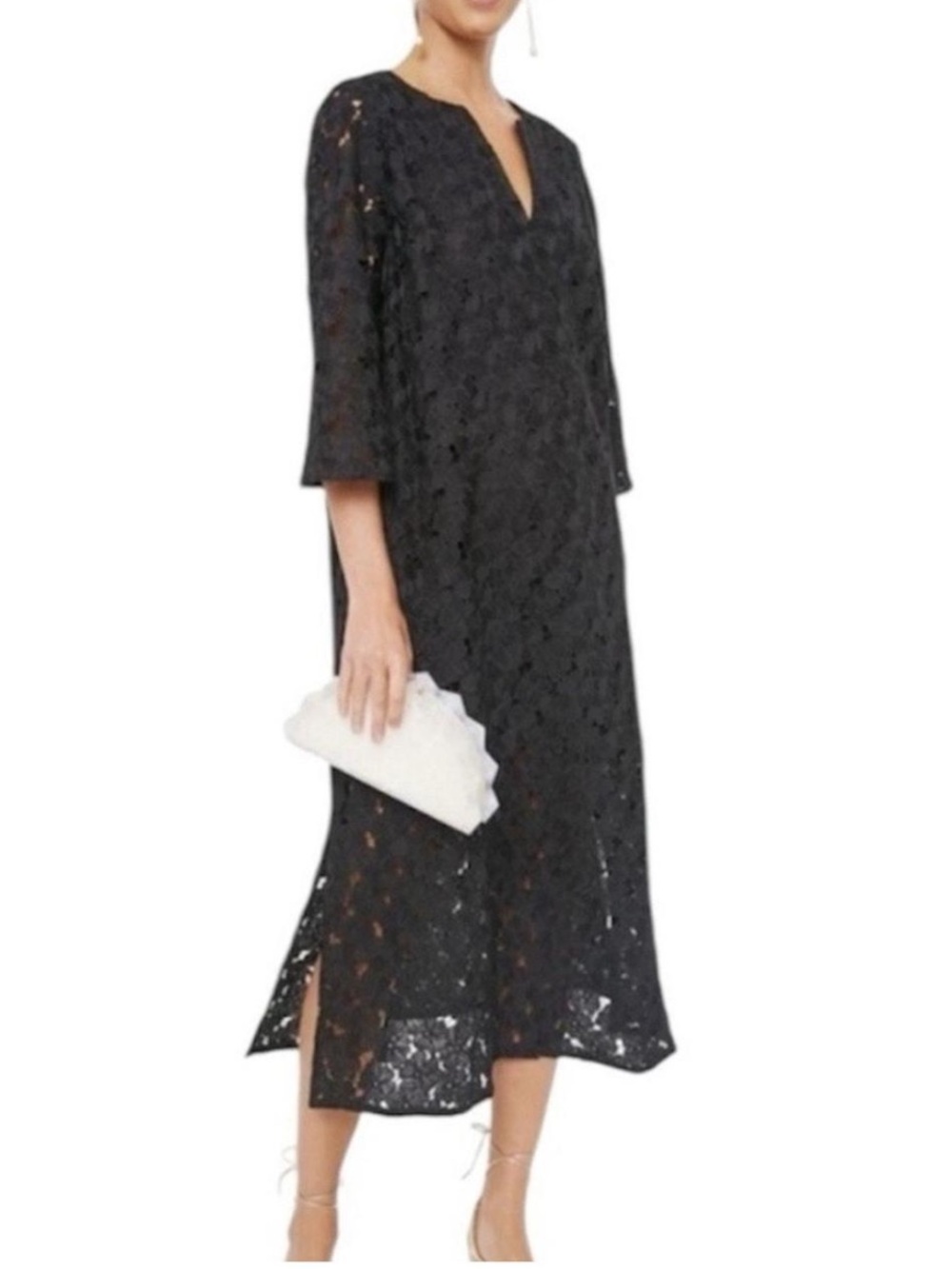 Tuckernuck Black V-Neck Lace Jamie Midi Dress Size 3X